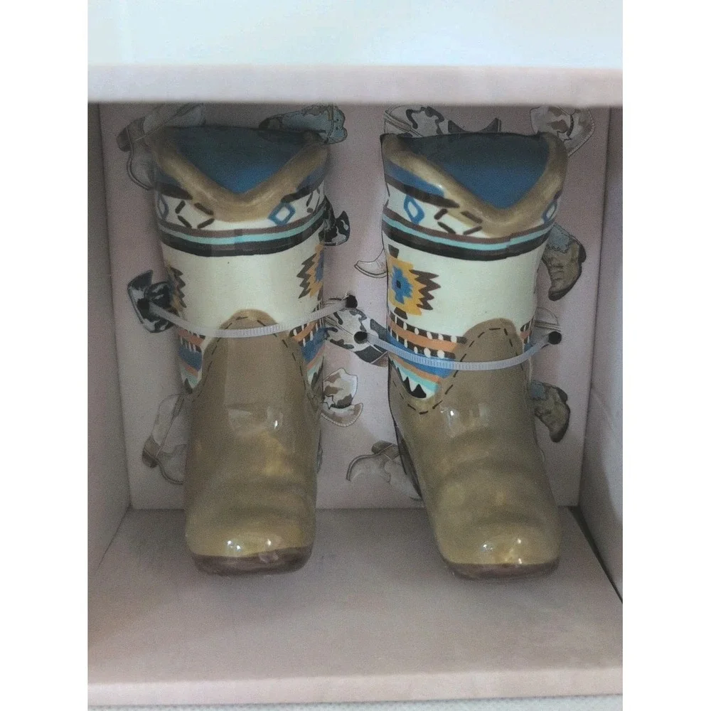 Blue Sky Clayworks Western Cowboy Boots Salt & Pepper Shakers - New